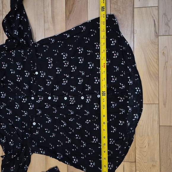 Anthropologie Maeve Women's Size 4 Black and Cat Pattern Shirt - Picture 8 of 8